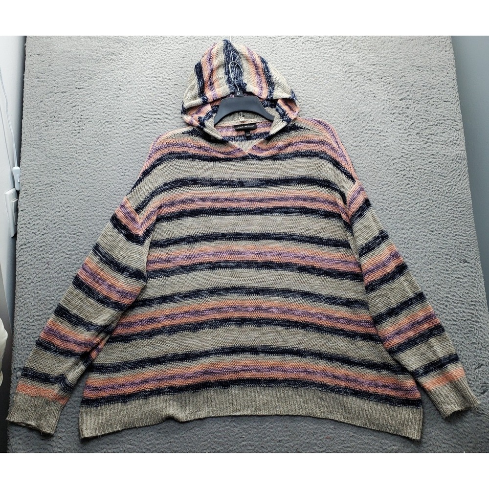 Lane Bryant Hooded Sweater Womens 22/24 Multicolor Striped Oversized Pullover